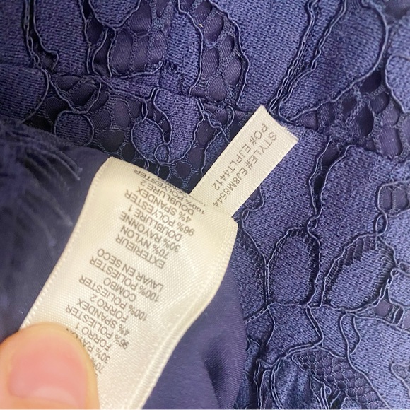 Eliza J Navy Lace Sleeveless Fit & Flare Knee Length Mini Cocktail Dress Size 16 - Picture 6 of 6